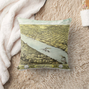 Antique Vintage Map Atchison River Kansas 1869 Cushion