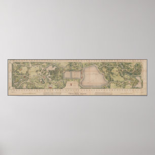 Antique Vintage Map of Central Park 1873 Poster