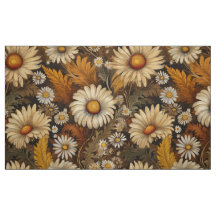 Antique vintage mums and daisies fabric