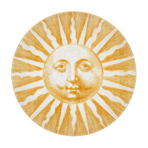 Antique Vintage Orange Sun Face Cutting Board