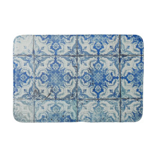 Antique Vintage Portuguese Tiles Pattern - Azulejo Bath Mat