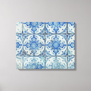 Antique Vintage Portuguese Tiles Pattern - Azulejo Canvas Print