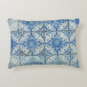 Antique Vintage Portuguese Tiles Pattern - Azulejo Decorative Cushion