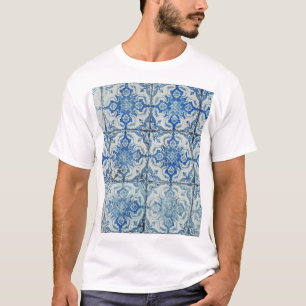 Antique Vintage Portuguese Tiles Pattern - Azulejo T-Shirt
