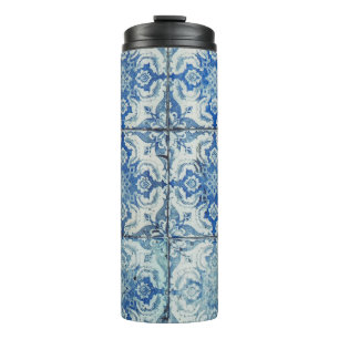 Antique Vintage Portuguese Tiles Pattern - Azulejo Thermal Tumbler