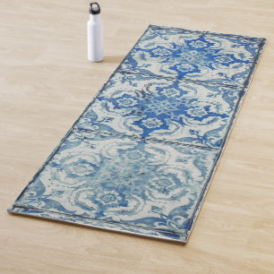 Antique Vintage Portuguese Tiles Pattern - Azulejo Yoga Mat