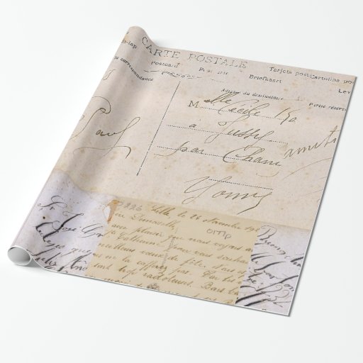 Antique Vintage Postcards Handwriting Wrapping Paper