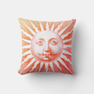 Antique Vintage Red Sun Face Cushion
