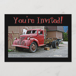 Antique Vintage Red Truck  You're Invited! Invitation