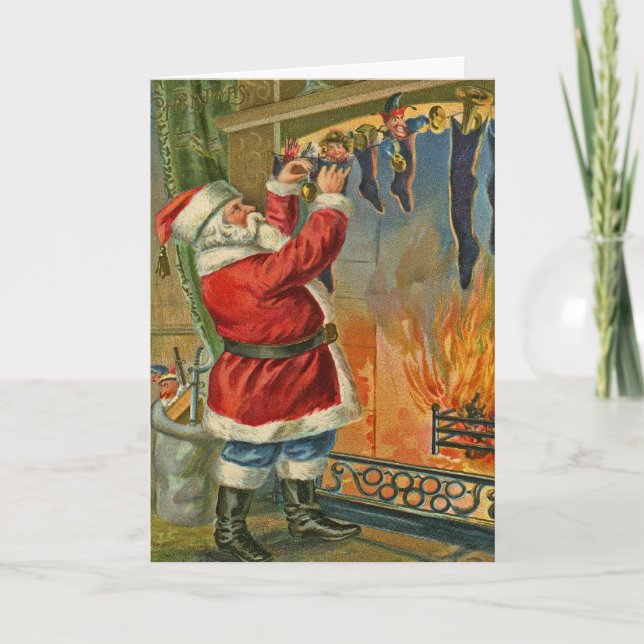 Antique Vintage Santa Christmas Card (Front)