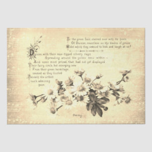 Antique Vintage Sepia Daisy Poetry of Flowers Tissue Paper