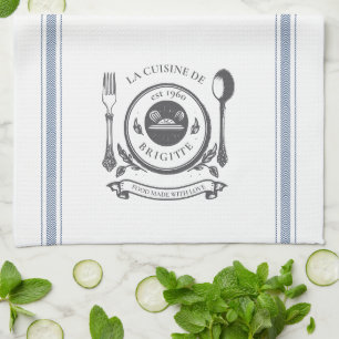 Antique Vintage Style French Cooking Custom Name Tea Towel