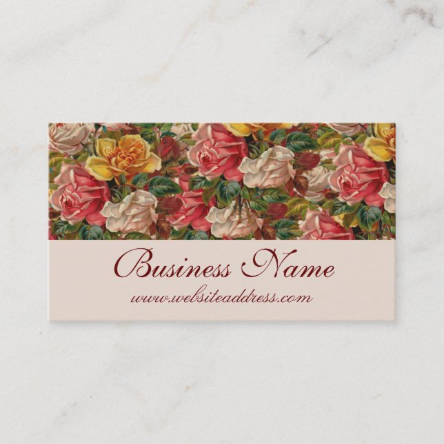 Antique Vintage Themed Roses Business Cards (Front)