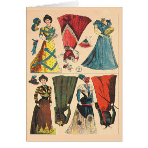 Antique Vintage Victorian paper dolls clothes set 