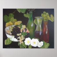 Antique Vintage Wine Oil On Canvas Painting