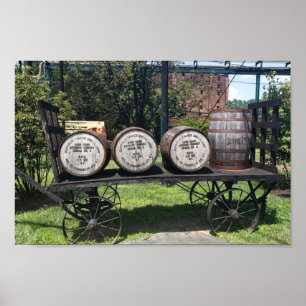 Antique Wagon with Bourbon Barrels Poster