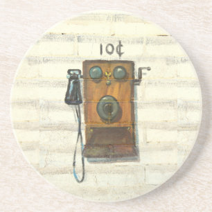 antique wall phone coaster