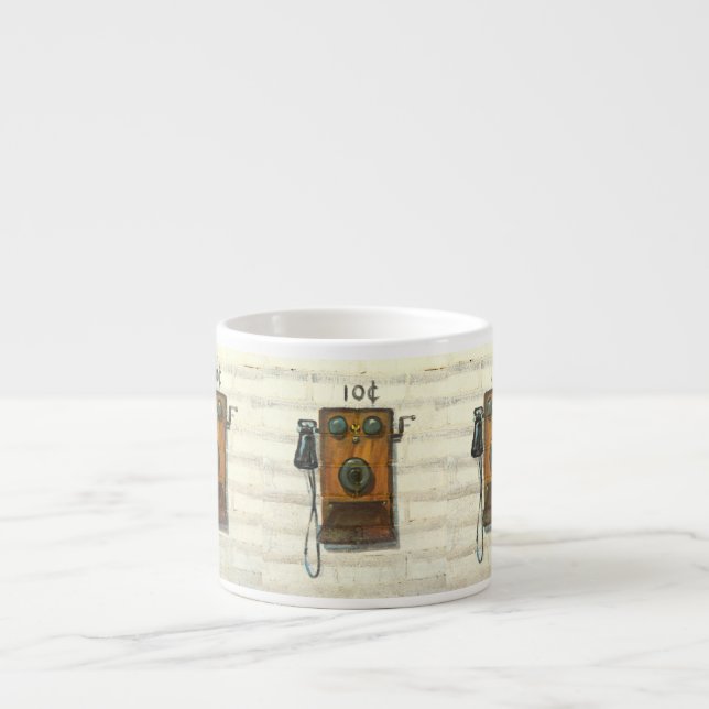 antique wall phone espresso mug (Front)
