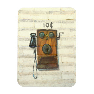antique wall phone photo magnet