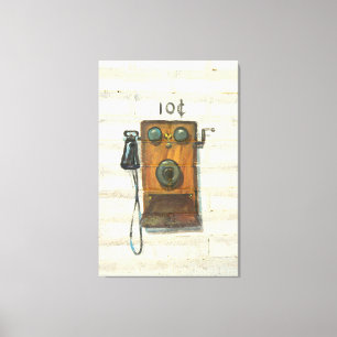 antique wall phone wrapped canvas