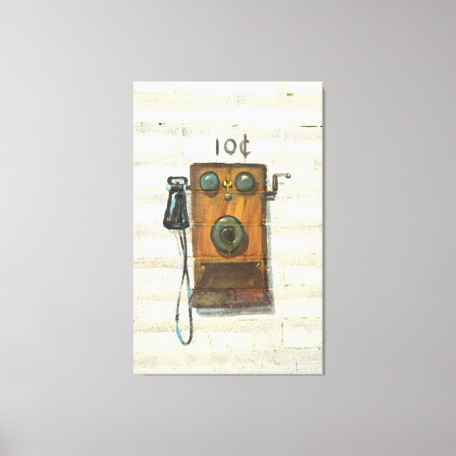 antique wall phone wrapped canvas (Front)
