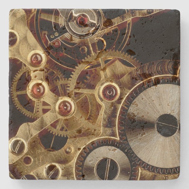 Antique Watch Mechanism Stone Coaster (Front)