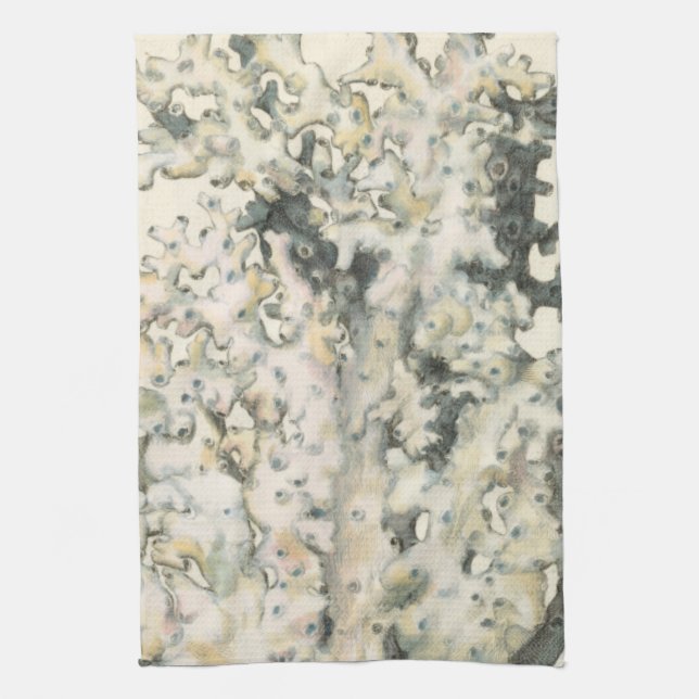 Antique Watercolor Coral Tea Towel (Vertical)