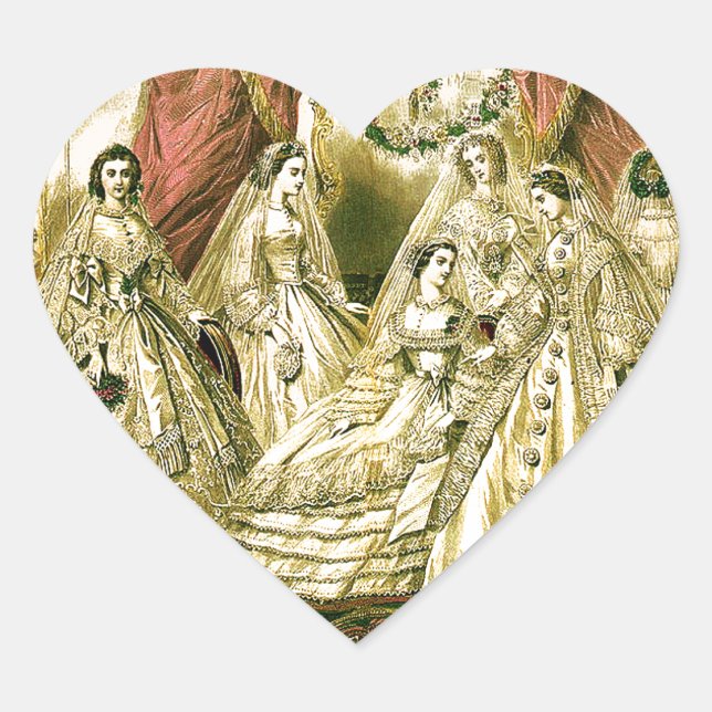 Antique Wedding Bridal Heart Sticker (Front)