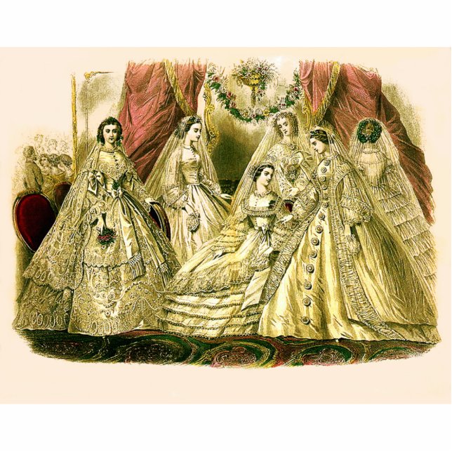 Antique Wedding Bridal Photo Sculpture Magnet (Front)