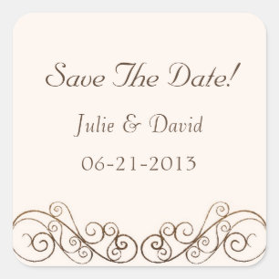 Antique Wedding Save The Date Square Sticker