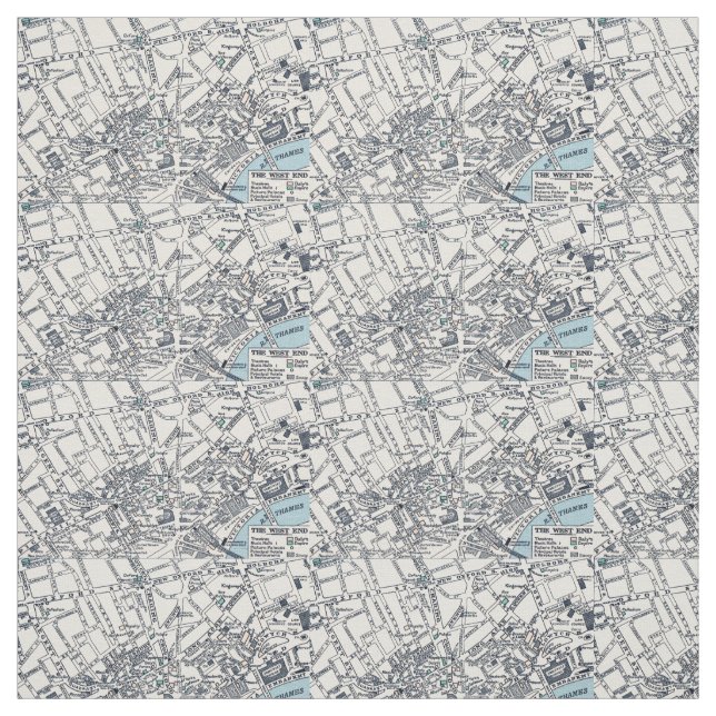 Antique West End Map London Fabric (Swatch)