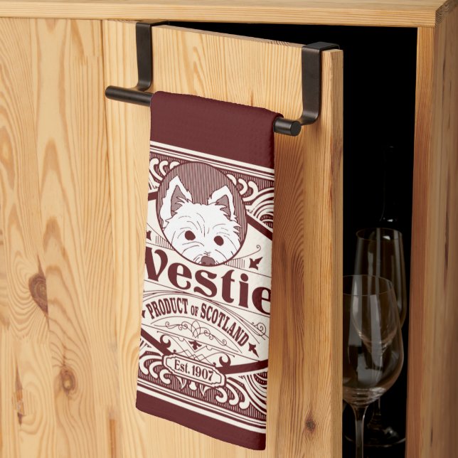 Antique Westie Product of Scotland Tea Towel (Thirds Fold)