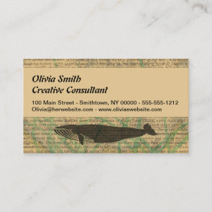 Antique Whale Nautical Sea Life Business Card
