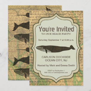 Antique Whale Nautical Sea Life Invitation