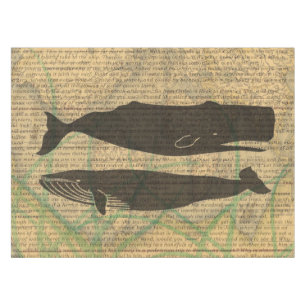 Antique Whale Nautical Sea Life Tablecloth