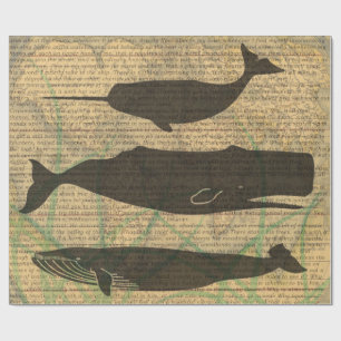 Antique Whale Nautical Sea Life Wrapping Paper