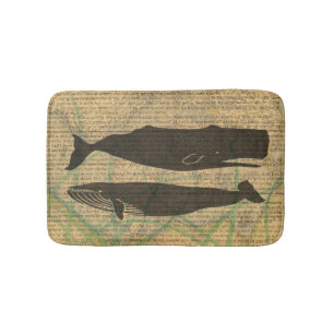 Antique Whale Nautical Vintage Ocean Sea Life Bath Mat