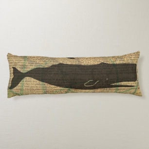 Antique Whale Nautical Vintage Ocean Sea Life Body Cushion