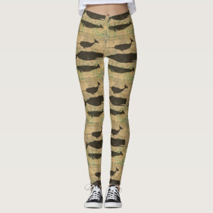 Antique Whale Nautical Vintage Ocean Sea Life Leggings
