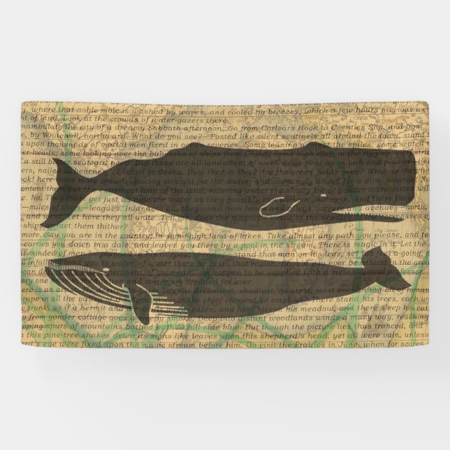  Antique Whale Nautical: Vintage Sea Life  Banner (Horizontal)