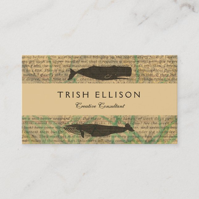  Antique Whale Nautical: Vintage Sea Life  Business Card (Front)