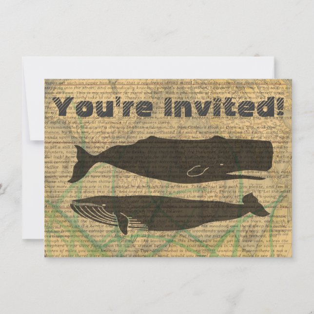  Antique Whale Nautical: Vintage Sea Life  Invitation (Front)