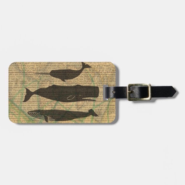  Antique Whale Nautical: Vintage Sea Life  Luggage Tag (Front Horizontal)