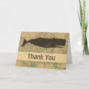  Antique Whale Nautical: Vintage Sea Life  Thank You Card