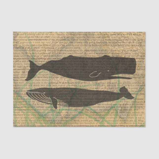  Antique Whale Nautical: Vintage Sea Life  Tissue Paper (Front)