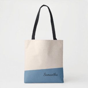 Antique White and Air Force Blue Tote Bag