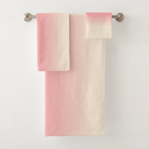 Antique White and American Rose Ombre Bath Towel Set