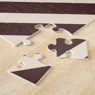 Antique White and Coffee Brown Diagonal Stripes Jigsaw Puzzle