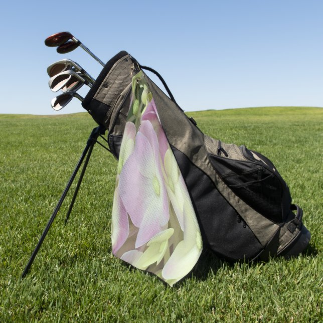 Antique White and Dusty Pink Hydrangea Petals Golf Towel (Green)