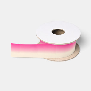 Antique White and Winter Sky Pink Gradient Colours Satin Ribbon
